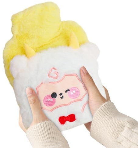 Jubepk Hot Water Warmer with Plush Cover Cartoon Animal,Thermal Bottle,For Men Students Children Menstrual Period Abdomen Neck Leg Bed Sofa Place