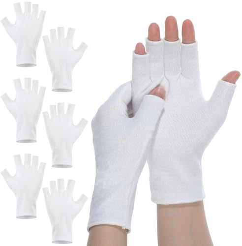 4 Pairs Fingerless Thin Cotton Gloves, Unisex Hand Moisturizer Gloves, Overnight Moisturizing Glove for Dry Hands Sleeping Spa, White Cotton Glove for Eczema, Touchscreen-Friendly