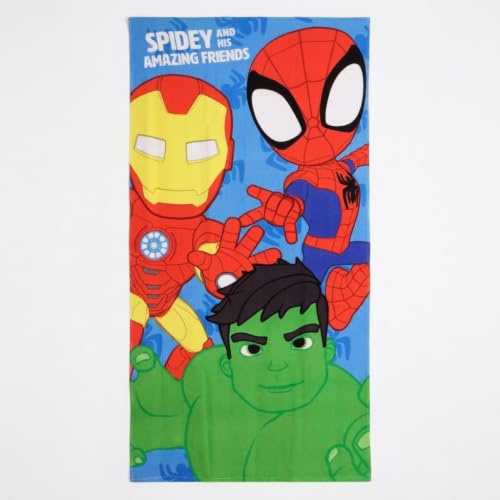 Spidey-Handtuch 70 x 140 cm für Jungen und Mädchen – Weiches und saugfähiges Marvel-Kinderhandtuch für Strand, Pool und Schwimmbad, Sommerhandtuch für Kinder von 2–10 Jahren