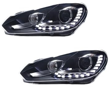 Scheinwerfer Kompatibel mit VW Golf 6 Scheinwerfer 2009 2010 2011 2012 Scheinwerfer Golf 6 R20 Blinker Fernlicht Angel Eye Projektorlinse(LED bulbs)