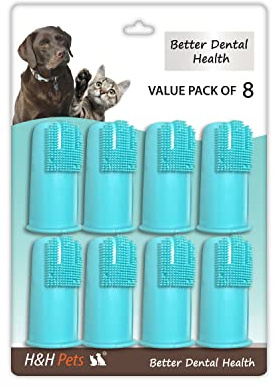 H&H Pets Hundezahnbürsten, beste professionelle Fingerzahnbürste, Welpenbedarf, Hundebürste, perfekt für Hunde und Katzen, Bürstenset – Größe L, 8 Stück
