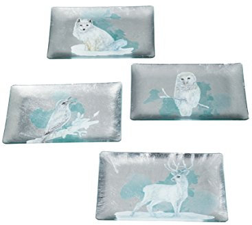 Sullivans pn2581 Glas Winter Deko (Set von 4), 20,3 x 11,7 cm, weiß/grau/Sea Grün