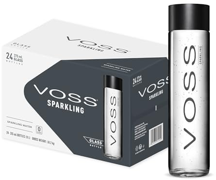 VOSS Sparkling Water, Pack of 24 x 375ml VOSS Original Glass Bottles, Natural Mineral Water