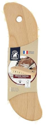ÉLÉPHANT Maison - Brosse à Laver Origine - Fibres Naturelles Tampico - Forme Courbée pour Prise en Main Facile - Monture Bois de Hêtre Ciré - Lessivage Efficace - Haute Qualité - Fabriqué en France