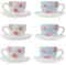 Tea Cup & Saucer Set of 6 Party Tableware Porcelain Plate Coffee Afternoon Tea
