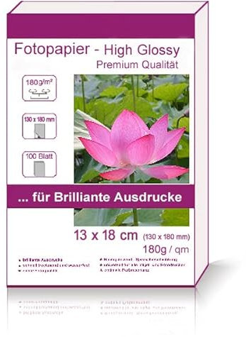 100 Blatt 13x18cm 180g/m² Fotopapier Hglossy wasserfest Photopapier hochglänzend high glossy wasserfest photopaper photo paper glänzend 180g / m² 180g/qm 13x18 cm 13 x 18 cm