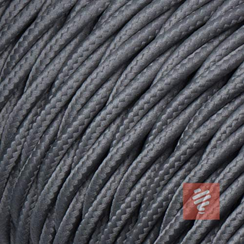 Textilkabel für Lampe, verseilt (geflochten), dreiadrig - 3x0,75mm², Grau - 3 Meter