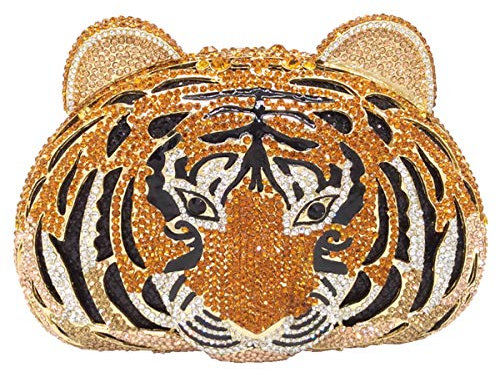 Santimon Handtasche Damen Kristall Abendtasche Clutch Abend Handtaschen Diamant Unterarmtasche Hochzeit Party Glitzer Tasche Luxus Tiger Orange