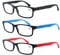 MODFANS Reading Glasses 1.75 Men Women 3 Pack,Rectangular Clear Lens Comfort Spring Hinge Eyeglasses,Stylish Lightweight Plastic Readers with Pouch Black-Blue-Red