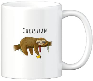 LOOXIS Personalisierte Tasse mit Namen, Text & Motiv bedruckt – 325ml, Keramik, versch. Farben – Geschenkidee Männer, Frauen, Jahrestag, Valentinstag, Geburtstag – Faultier