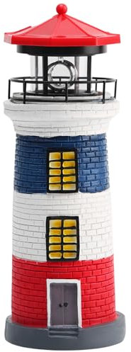 Ruiqas Leuchtturm Licht Solar LED Garten Leuchtturm Außen Hof Dekoration für Garten Zaun Hof Außendekoration (Schwarz und Weiß) [Energieklasse A]