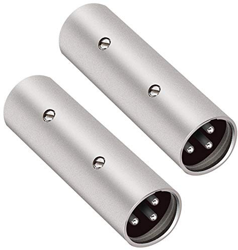 Tisino Adaptador XLR macho a macho de 3 pines, paquete de 2