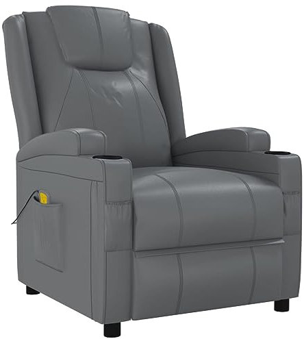 vidaXL Massagesessel, Relaxsessel mit Liegefunktion Vibrationsfunktion, Fernsehsessel Sessel Verstellbar, Liegesessel Polstersessel, Anthrazit Kunstleder