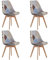 BenyLed Lot de 4 Chaises de Salle à Manger en Patchwork Modernes avec Assise Rembourrée et Pieds en Bois Idéal pour Salle à Manger, Salon, Chambre, etc., Gris Clair