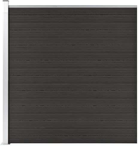 vidaXL Zaunelement Gartenzaun Sichtschutzzaun Lamellenzaun Windschutz Zaun Windschutzzaun Terrasse Stecksystem Lärmschutz WPC 175x186cm Schwarz
