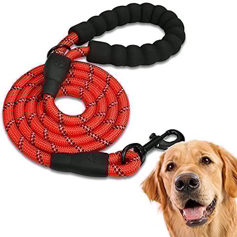 Edipets, Dog Lead, Durable Slip Rope with Soft Padded Handle, Highly Reflective Threads, for Small, Medium, Large Dogs, 47, 60 and 87 inches (60 Inches, Red)