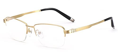 CAOXN Intelligente Progressive Multifokal-Lesebrille Mit Anti-Blaulicht-Schutz Für Herren, Ultraleichter Brillenleser Aus Reinem Titan +1,0 Bis +3,0 Dioptrien,Gold,+2.50