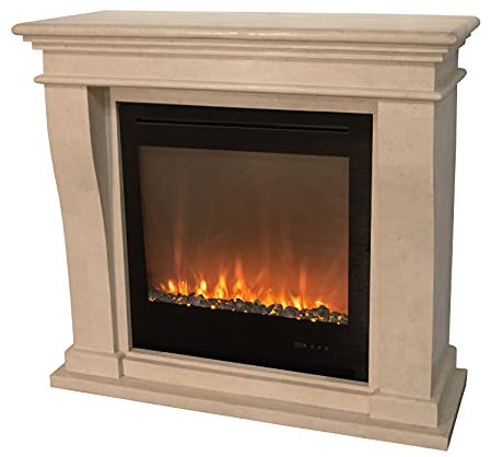 Xaralyn Kretamini - Marco clásico de piedra para chimenea, diseño exclusivo, color blanco
