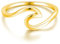WAVE Ring aus 925 Sterling Silber | Damenring Nickelfrei & Anlaufgeschützt mit Welle | Ringe Minimalistisch Meereswelle Schmal Wellenring (54, Gold)