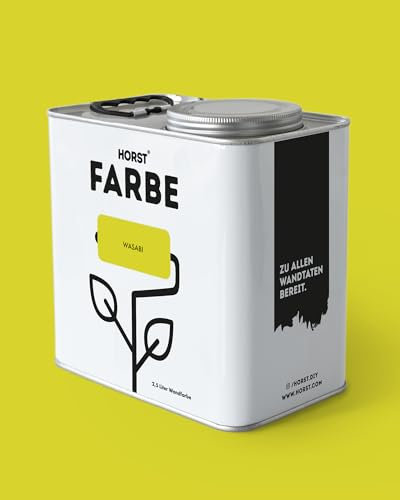 HORST Wandfarbe Wasabi 5L - Hochwertige Innen-Farbe - Hohe Deckkraft & Schnelltrocknend - Geruchsneutral - Spritz- & Tropffrei - 100% Natürlich - Gelb