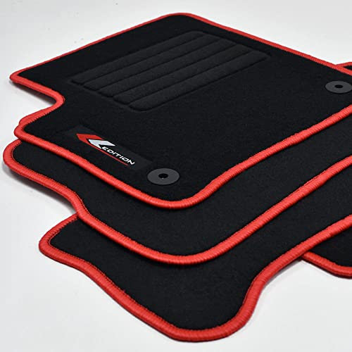 Mattenprofis Velours Logo Fußmatten kompatibel mit VW e-up! ab Bj. 2019 rot