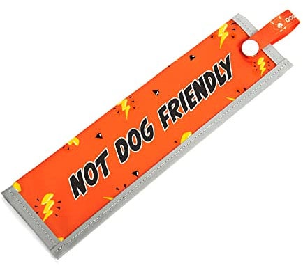 dogkit NOT DOG FRIENDLY Space Awareness Sleeve for Reactive Dogs, Reflective, Waterproof, Double Sided Slip-on for the Dog Lead (Red & Yellow)