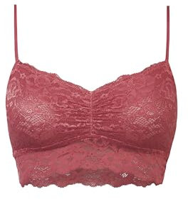 Snocks Spitzen BH - Damen Bustier Spitze, Ohne Bügel, Verstellbare Träger, Elastischer Bund - Angenehm Weiche Material, Sinnliches Design - Gr. S - Farbe Mauve