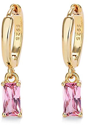 Orecchini creoli in oro da donna con pendente verde, orecchini a cerchio in oro 14 carati, unisex, 2 pezzi