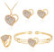 FDEETY Herz Schmuckset Zirkonia Halskette Ohrringe Armband Ring Damen Schmuck Herzanhänger Kristall Glänzend Hochwertig
