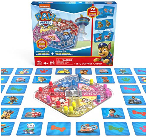 Paw Patrol Pop-up- und Memory-Spielepaket von Spin Master Games, Chase Skye Nickelodeon Paw Patrol-Kinderspielzeuge, für Vorschulkinder