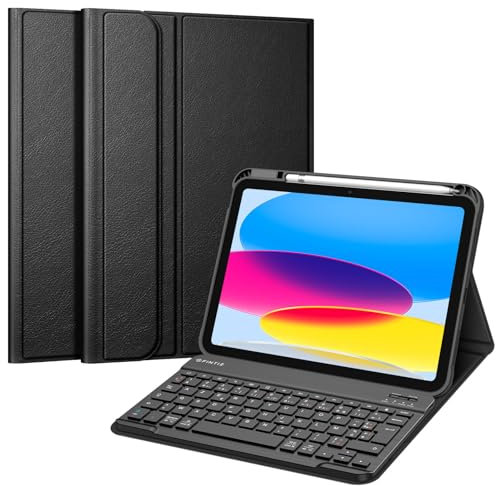 FINTIE Clavier pour iPad (A16) 11ème Génération 11 Pouces 2025, iPad 10ème Génération 10.9” 2022 - Clavier AZERTY sans Fil Bluetooth, Housse Multiposition Fonction Ranger Stylet, Noir