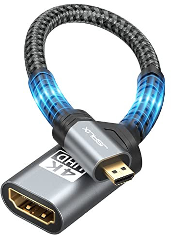 JSAUX Micro HDMI auf HDMI Adapter [2 Stück], 4K@60Hz HDR 3D 18Gbps, Kompatibel Mit Raspberry Pi 5/4,Hero,Kameras A6300 A6400,Yoga,ODROID usw-Grau