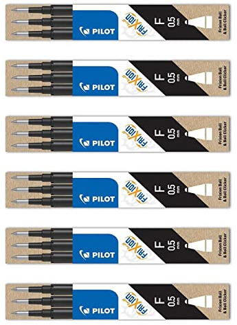 PILOT FriXion Ball Clicker Refills (BLS-FR5) Pack of 6 Sets of 3 Fine Tip Blackaa