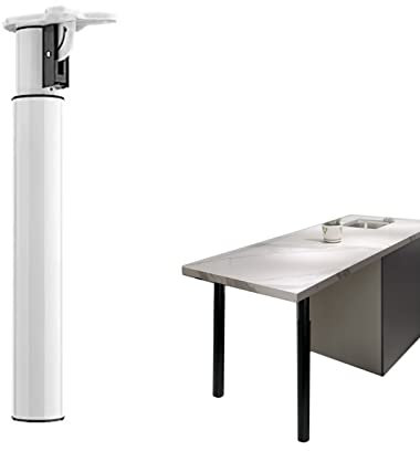 Pied Table Rabattable avec Vis Pieds de meubles Hauteur réglable Robuste et durable Facile à utiliser Pied de Table Modernes en Métal pour Table Lit Canapé Camping Car DIY (45-70cm,White)
