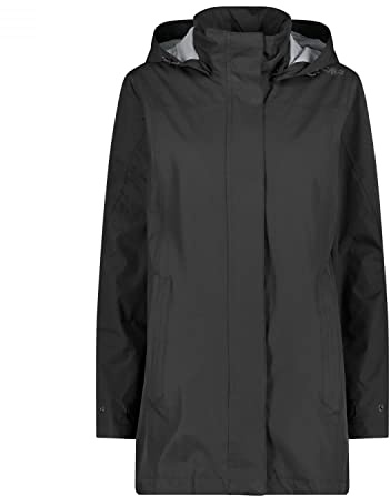 CMP Damen Lange Ripstop-regenjacke für Damen Regenparka | Trocken bei Regenwetter, Flexibel bei Wetterwechsel, Leichtes Tragegefühl, Praktischer Wetterschutz