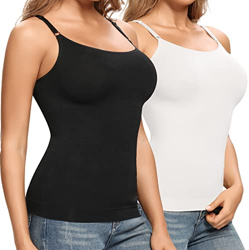 Joyshaper Spaghetti Strap Cami Top for Women Compression Undershirt | Sleeveless Tummy Control Shapewear Vest Tops Basic Scoop Neck Shaping Camisole