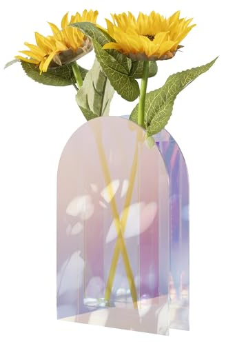 Navaris Acryl Vase schillernd - transparente Blumenvase aus Acrylglas - Deko für Wohnzimmer Schlafzimmer Büro - für Blumen und Trockenblumen