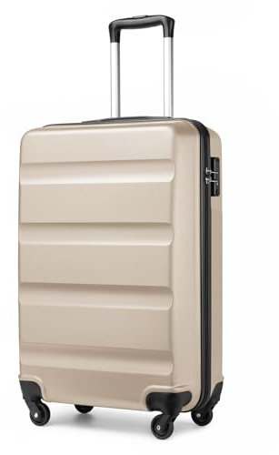 KONO Koffer Trolley Groß Leicht Hartschalenkoffer aus ABS Reisetasche mit 4 Rollen und TSA Schloss Koffer X 75x51x28cm, 90 Liter, Gold
