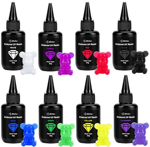 JDiction UV Resin, 8 Colours-240g Odorless Hard Rainbow Colored UV Resin for Jewelry Making, Casting and Coating Crafts and Decoration