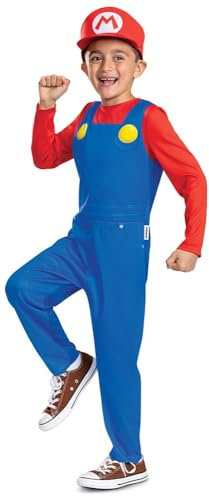 Super Mario Bros Costume Mario per bambini, con licenza ufficiale Disguise, vestibilità comoda e design dettagliato, taglia M 7-8