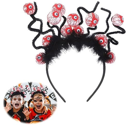 Halloween Augäpfel Stirnband, Halloween Augäpfel Haarband, Horror Kopfschmuck, Gruselige Halloween Haarreif mit Falsche Augäpfel, Augapfel Haarreifen Halloween Party Accessoires Karneval Cosplay