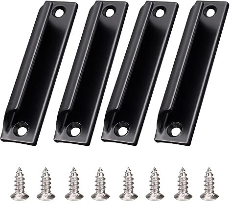 ACONDE 4 tiradores de puerta de patio para puertas y ventanas, tirador de puerta exterior con tornillos, mango de aleación de aluminio, color negro