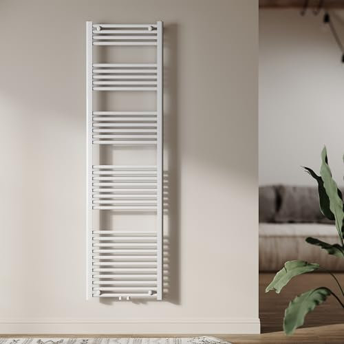 SUNXURY Heizkörper Badheizkörper 1800x500 mm Handtuchheizkörper Mittelanschluss Rundrohr Handtuchwärmer Heizkörper Warmwasser Heizung (741 Watt, Weiß)