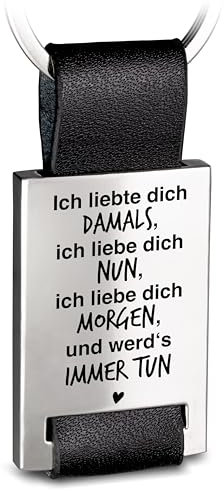 FABACH Leder Schlüsselanhänger mit Gravur - Ich Liebe Dich für Partner - Geschenk für Freundin, Freund - Paare Liebes-Anhänger - Ich Liebte Dich Damals