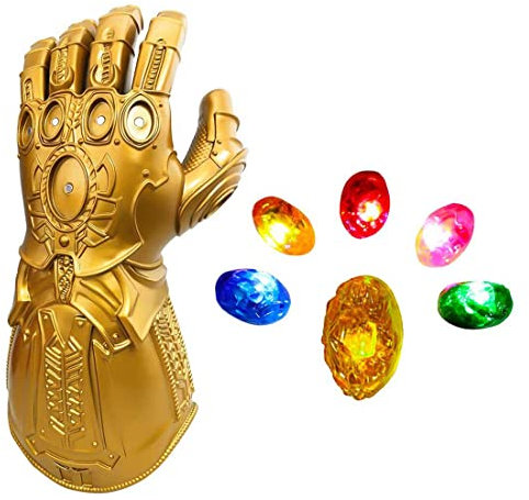 Infinity Gauntlet Thanos Gauntlet Thanos Glove for Kids Adults Light Up PVC Thanos Gauntlet Movable Fingers with Removable Magnet Infinity Stones Halloween Christmas Cosplay Props