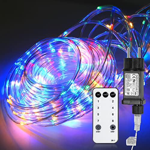 Tubiaz LED Lichtschlauch, 20m Lichterkette, Bunt 200lEDs Lichtschläuche Wasserdicht mit Fernbedienung und Timer, Lichtschläuche für Innen Außen Deko, Party, Garten, Weihnachtsbaum
