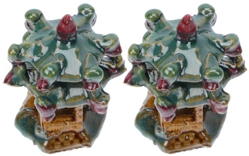 Yardwe Décoration De Paysage Pratique Et Robuste 2 Pièces Ornements De Pavillon en Porcelaine pour La Maison