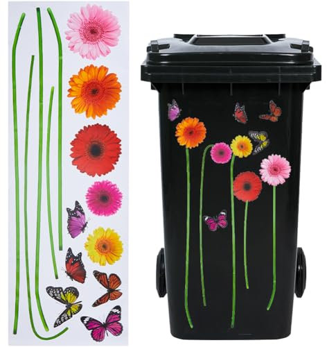 GORGECRAFT 70x25cm Große Gerbera-Gänseblümchen-Wandaufkleber 3D-Blumen-Schmetterlings-Aufkleber Gänseblümchen-Blumen-Sonnenblumen-Wanddekoration Wasserfest Selbstklebend Aufkleben Wanddekoration