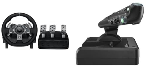 Logitech G G920 Driving Force Racing Wheel and Floor Pedals, Real Force Feedback & Saitek X52 Pro Flight 3M System with Metal Part Gas Control and Simulation Joystick, LCD Display
