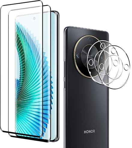 Fitudoos para Honor Magic 6 Lite 5G Cristal Templado Protector de Pantalla [2 Piezas]+Protector de Lente de Cámara [2 Piezas], [9H Dureza] [Resistente a Arañazos].